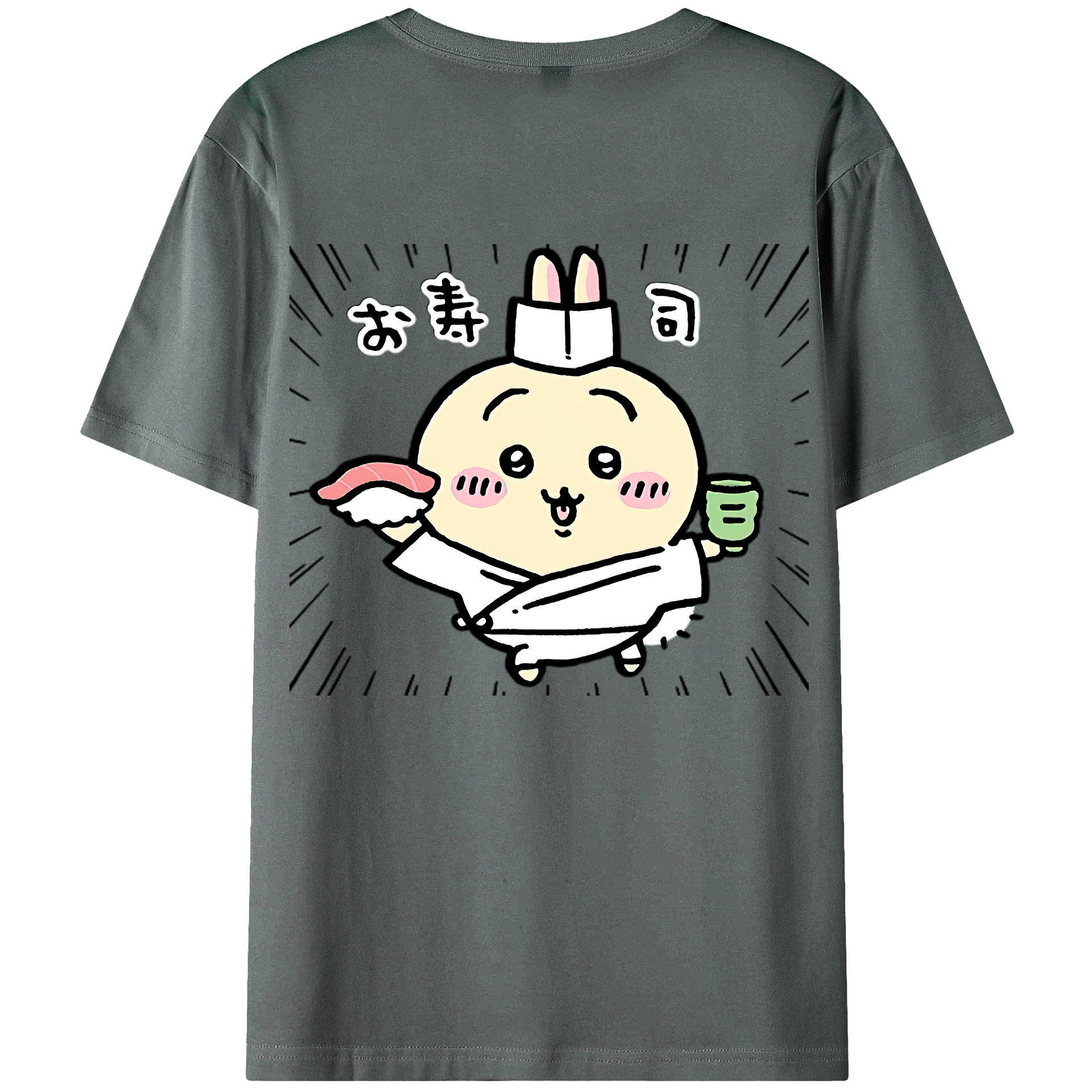 （画像用） ちいかわ うさぎ Chii-kawa usagi 綿100％ メンズ半袖Tシャツ（バックプリント） 通気性